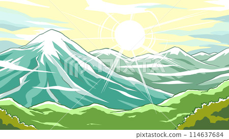 Mountains and Asahi 114637684