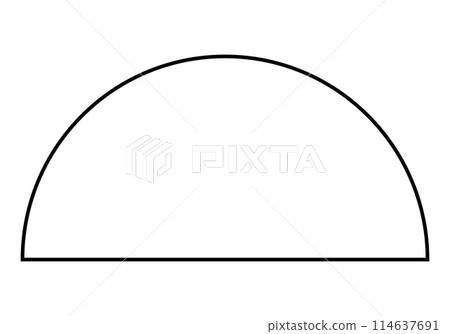 Lunette shape, black and white vector silhouette illustration of semicircle Lunette shape, black and white vector silhouette illustration of semicircle 114637691