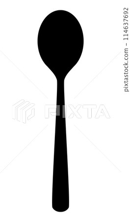spoon silhouette shape, black and white vector illustration of cutlery utensil 114637692