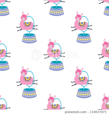 seamless pattern with cartoon llama 114637873