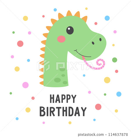 birthday card with dinosaur 114637878
