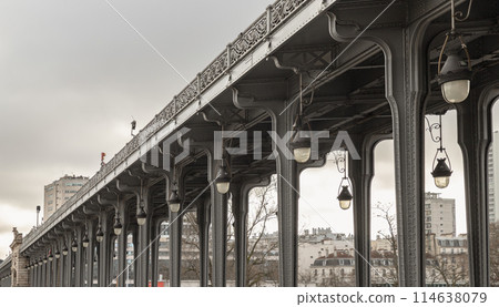 Nice view of Pont de Bir Hakeim bridge in Paris. Nice view of Pont de Bir Hakeim bridge in Paris. 114638079