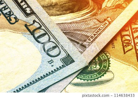 US one hundred dollar bills money background 114638433
