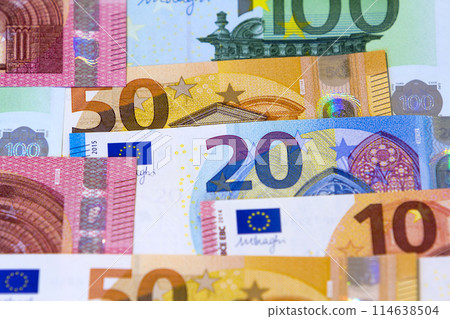 Different euro money banknotes for usage as background 114638504