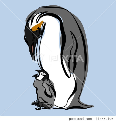 Penguin cartoon style Vector illustration isolated on blue background 114639196