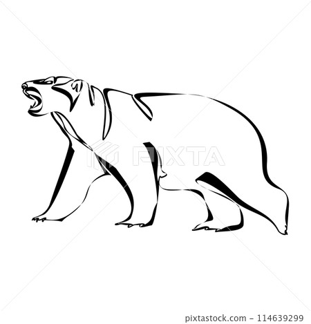 Polar bear one line silhouette. Simple icon. Flat style element for graphic design. 114639299