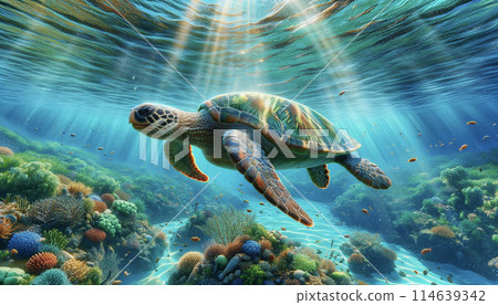 海龜在海裡游泳4 114639342