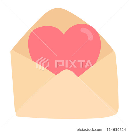 Love letter in flat design. Open romantic envelope with heart postcard. Vector illustration isolated. Love letter in flat design. Open romantic envelope with heart postcard. Vector illustration isolated. 114639824