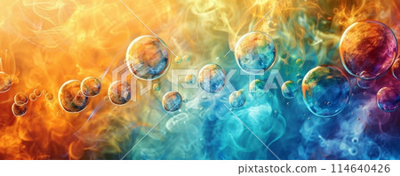 Group of soap bubbles floating in the air 114640426