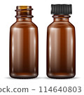 Vector drawing, realistic mockup set clear brown bottle 114640803