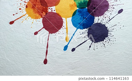 Colorful Ink Splatters on White 114641163