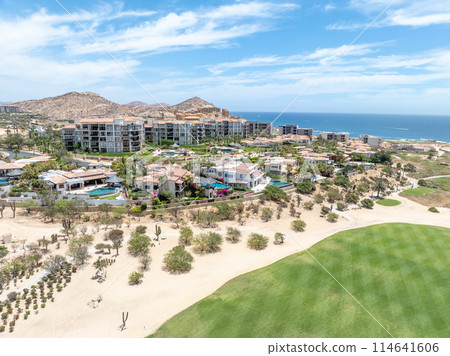 Aerial view of golf course on in Los Cabos, Cabo San Jose, Mexico Aerial view of golf course on in Los Cabos, Cabo San Jose, Mexico 114641606