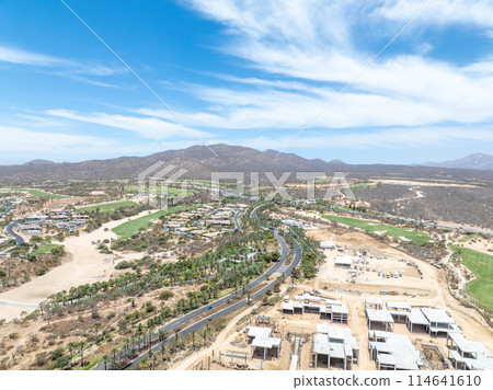 Aerial view of golf course on in Los Cabos, Cabo San Jose, Mexico 114641610