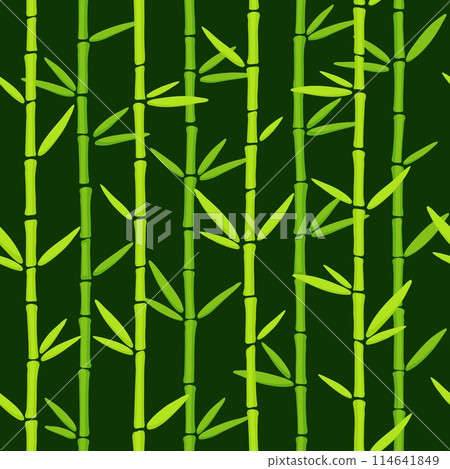 Green Bamboo Grass Pattern. Oriental chinese plant hand drawn vector background 114641849