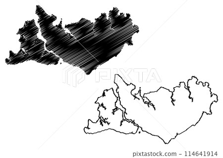 Tiwi Islands Region (Commonwealth of Australia, Northern Territory, NT) map vector illustration, scribble sketch Melville and Bathurst Island map 114641914