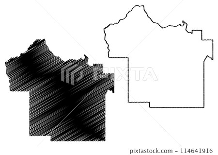 Town of Katherine (Commonwealth of Australia, Northern Territory, NT) map vector illustration, scribble sketch map Town of Katherine (Commonwealth of Australia, Northern Territory, NT) map vector illustration, scribble sketch map 114641916