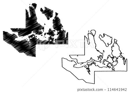 Kitikmeot Region (Canada, Nunavut Territory, North America) map vector illustration, scribble sketch Kitikmeot map 114641942