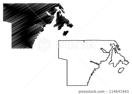 Kivalliq Region (Canada, Nunavut Territory, North America) map vector illustration, scribble sketch Kivalliq map 114641943
