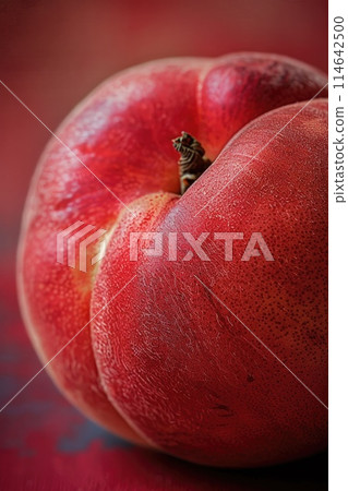 Fresh Dew-Kissed Peach Close-up on Dark Background Fresh Dew-Kissed Peach Close-up on Dark Background 114642500