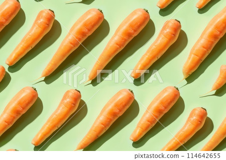 Fresh Organic Carrots on a Pastel Background 114642655