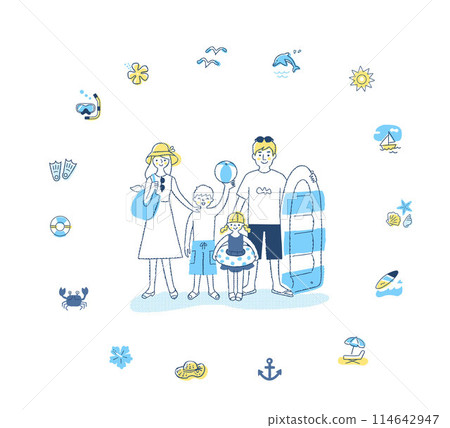 Family enjoying swimming in the sea and ocean icon 114642947