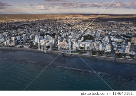 Puerto Madryn City, entrance portal to the Peninsula Valdes natural reserve, World Heritage Site, Patagonia, Argentina. Puerto Madryn City, entrance portal to the Peninsula Valdes natural reserve, World Heritage Site, Patagonia, Argentina. 114643191