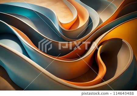 Earthy color transition in abstract, smooth, glossy surfaces, generative ai Earthy color transition in abstract, smooth, glossy surfaces, generative ai 114643488