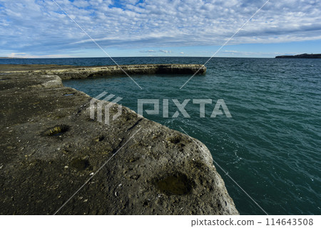 Coastal landscape with cliffs in Peninsula Valdes, World Heritage Site, Patagonia Argentina 114643508