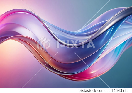 Pastel-colored, gradient wave background with a flowing, transparent design, generative ai 114643513