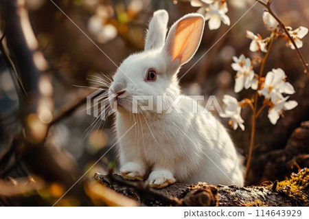 white rabbit in the garden white rabbit in the garden 114643929