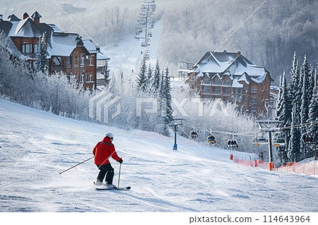 Ski resort. Ski resort in winter 114643964