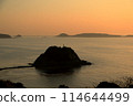 Sea stained at sunset 114644499