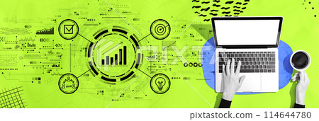 Marketing concept with person using a laptop 114644780