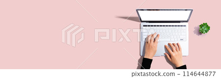 Person using a laptop computer 114644877