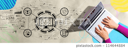 Telehealth theme with person using a laptop 114644884