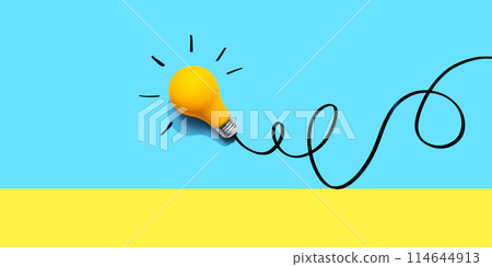 Brainstorming concept with a yellow light bulb Brainstorming concept with a yellow light bulb 114644913
