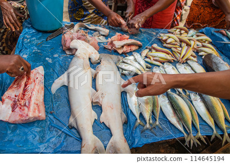Fresh fish food at the local market, Toamasina, Madagascar Fresh fish food at the local market, Toamasina, Madagascar 114645194