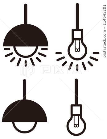 Lighting equipment monochrome icon illustration set 114645201