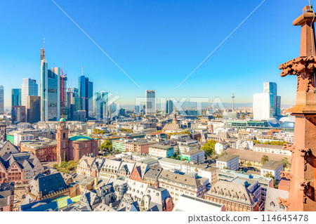 Old town of Frankfurt with Kaiserdom, seen from above 114645478