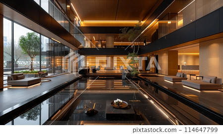 Modern Hotel Lobby Interior Design. Generative AI 114647799