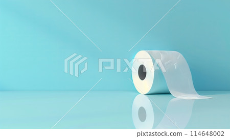 Blue background and toilet paper 114648002