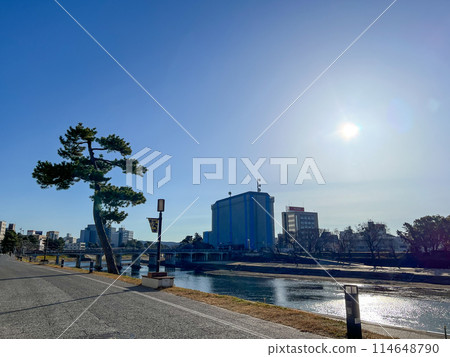 Walking path along the Otsu River, Higashi-Okazaki Station, Okazaki City, Aichi Prefecture 114648790