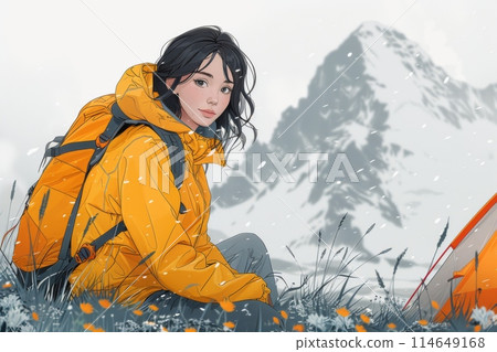 Picnic woman mountain camping Picnic woman mountain camping 114649168