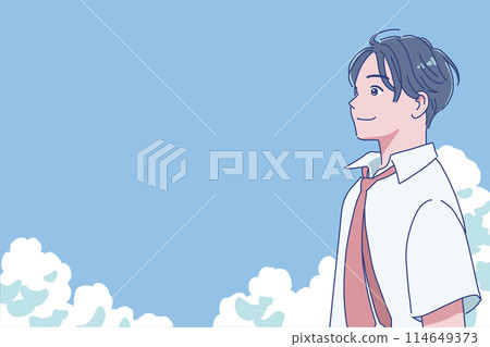 A smiling male student who is motivated for the summer 114649373