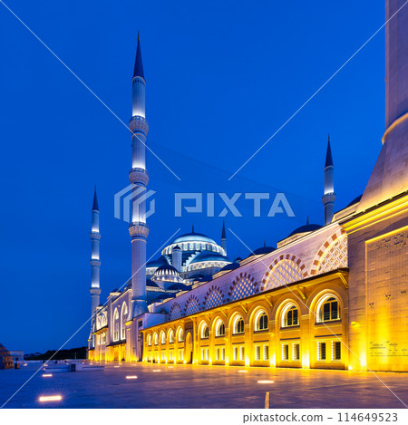 Night shot of Grand Camlica Mosque, a modern Islamic complex, located in Camlica hill, Uskudar, Istanbul, Turkey Night shot of Grand Camlica Mosque, a modern Islamic complex, located in Camlica hill, Uskudar, Istanbul, Turkey 114649523