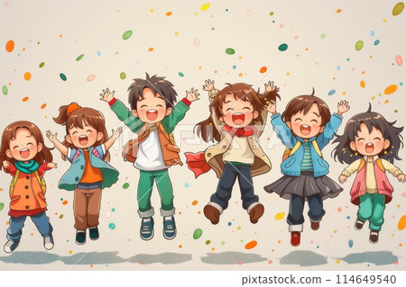 The children are jumping 114649540