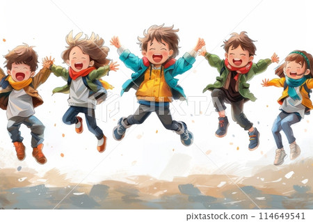The children are jumping 114649541