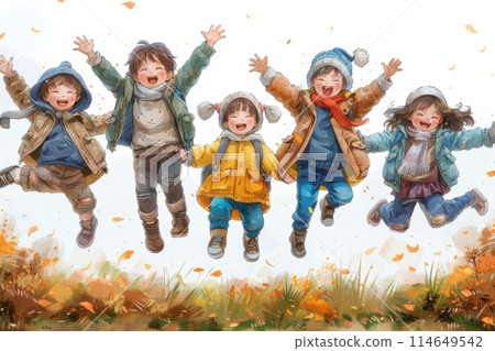 The children are jumping 114649542