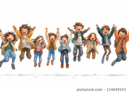 The children are jumping 114649543