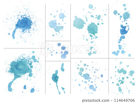 Blue watercolor paint splash material set Blue watercolor paint splash material set 114649706